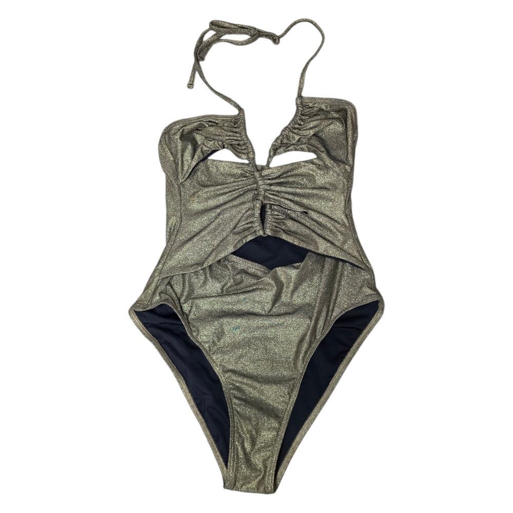 Bec & Bridge Size US 4 Gold Wrap Tie One Piece Swimsuit Cutouts